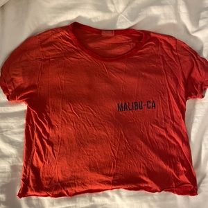 John Galt Red Malibu cropped tee in Size Small